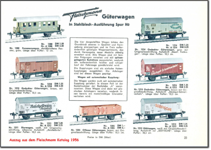 Katalogabbildung der von 1953 - 56 angebotenen Modelle der Startserie